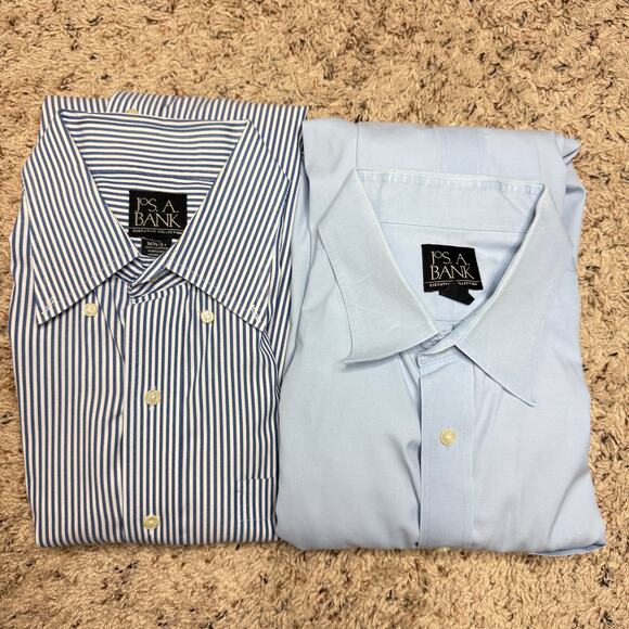 Lot of 2 Jos A Bank Executive Collection Men Shirts 16 1/2-37 Blue Office Preppy - Picture 1 of 15